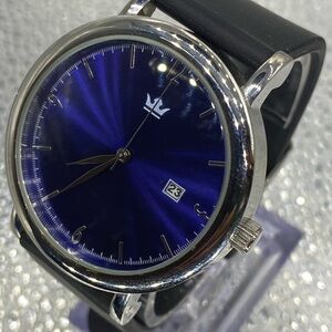 Men’s *** Designer ^^^ Electric Blue * Dial Stainless  Watch Black Silicone Band